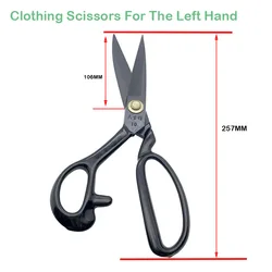 Left Hand Professional Tailor Cutting Scissors Vintage Stainless Steel Fabric Leather Cutter Craft Scissors For Sewing Accessory