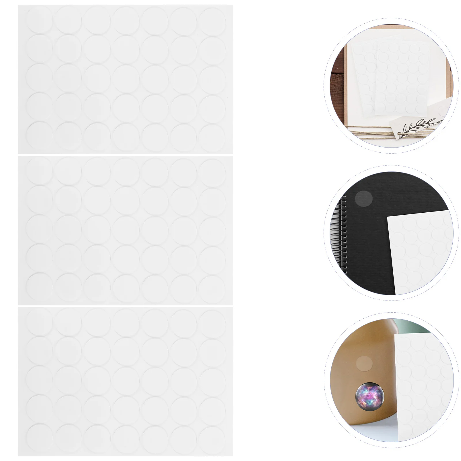 

3 Sheets Clear Double Sided Tape Double-sided Adhesive Particles Poster Stickers for Wall Removable White