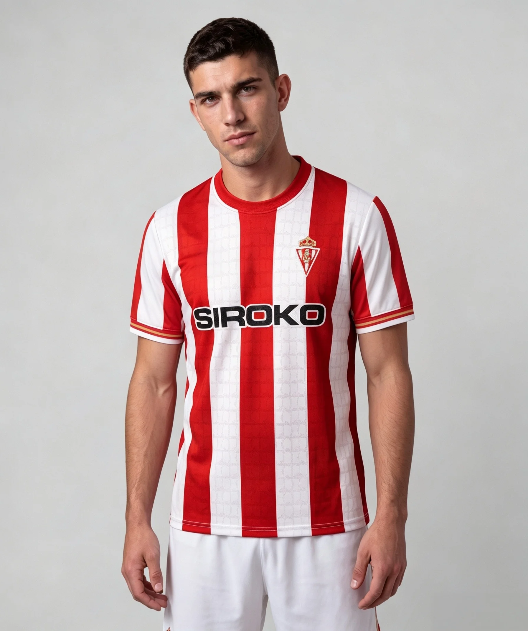 2026 Sporting de Gijón 3D-gedrucktes Fußballtrikot für Herren, atmungsaktiv, schnelltrocknend, kurzärmeliges T-Shirt, Familien-Partnerlook – Detail 4