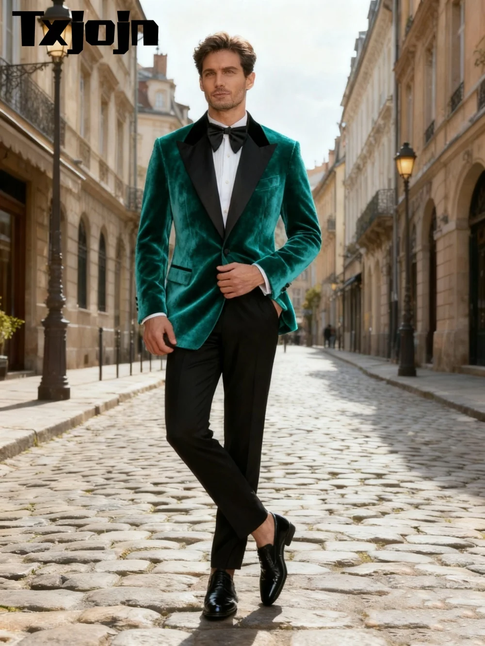 

Chic Notched Lapel Men's Suit Set For Wedding Elegant Velvet Business 2PCS Men's Suit Set Including Jacket Pants Customized