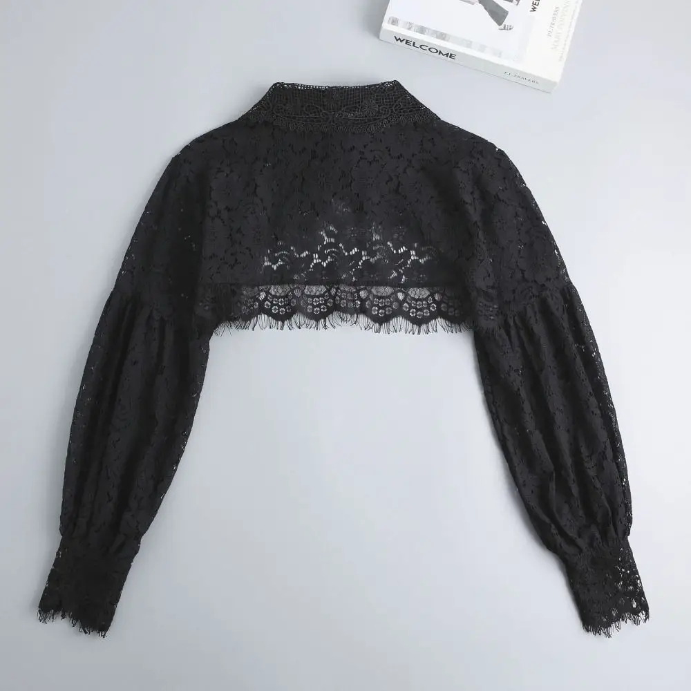 

Retro Cape Lace Shawl Hollow Out Cloak Lace Fake Collar Wraps Korean Style Flower Scarves Women