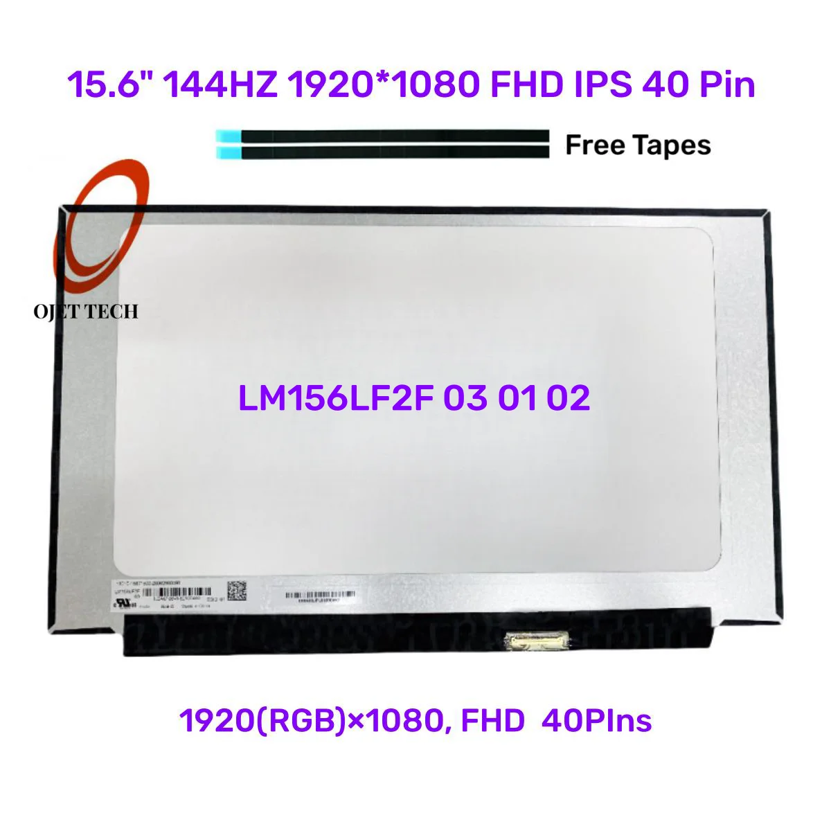 

15.6" LM156LF2F03 LED LCD Screen Panel LM156LF2F 03 01 02 EDP 40 Pins 144HZ IPS Screen FHD 1920X1080