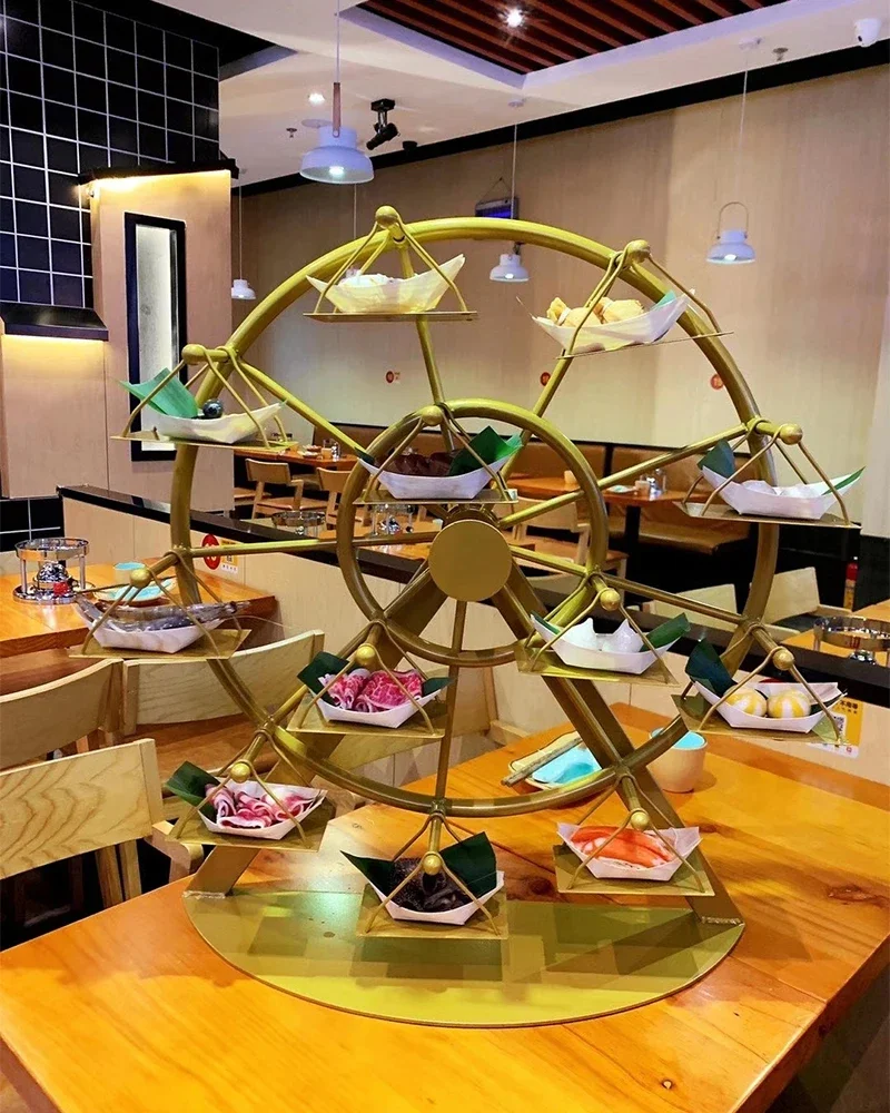 At a Loss Web Celebrity Rotating Ferris Wheel Dish Set Plate Hot Pot Barbecue Shop Display Rack Home Creative Dim Sum Rack