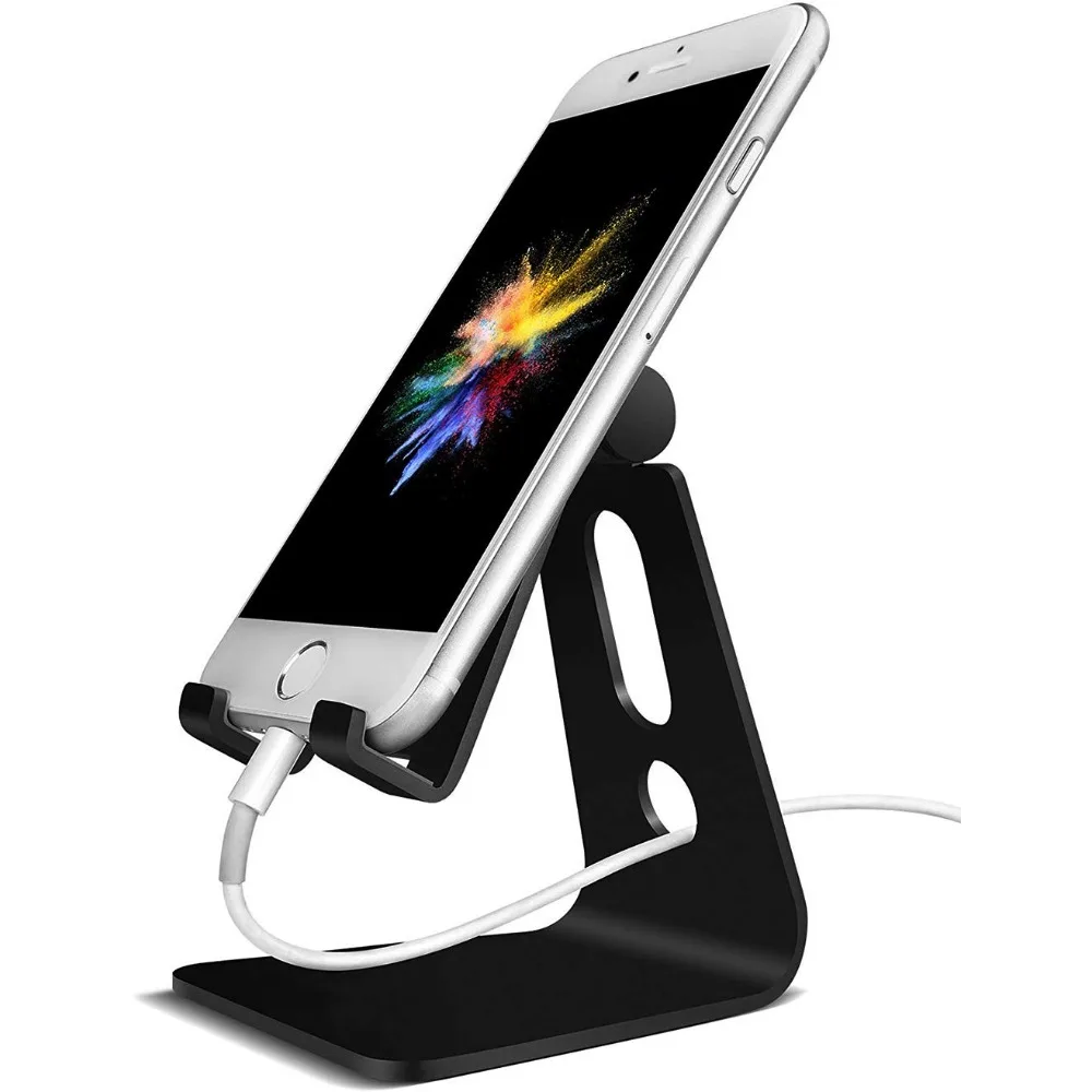 

Adjustable phone holder, 2020 aluminum desktop phone holder with non-slip base and convenient charging port