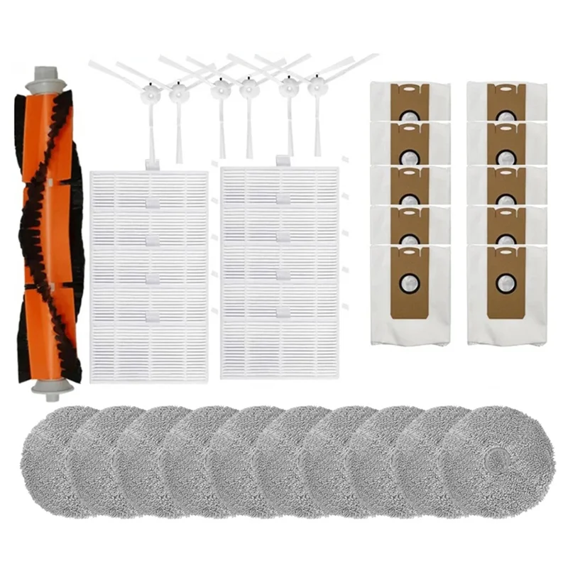 ABVI-For Xiaomi Lydsto W2 Main Side Brush Hepa Filters Mop Cloths Rags Dust Bags Accessories