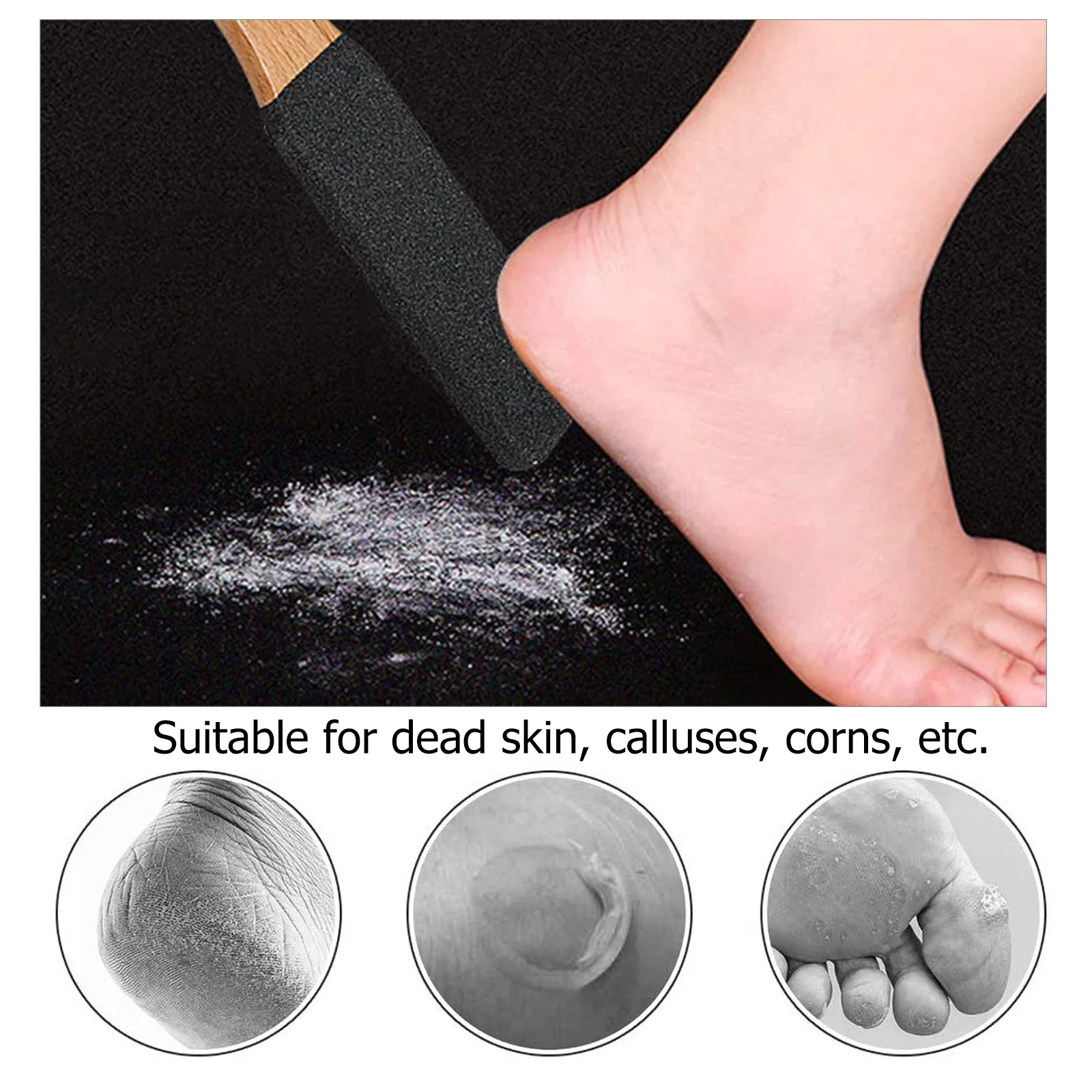 2 Stuks Voet Bestand Pedicure Tool Dubbelzijdig Houten Handvat Voor Eelt Dode Huid Verwijderen Voetverzorging Scrubber Pedicure exfoliërende