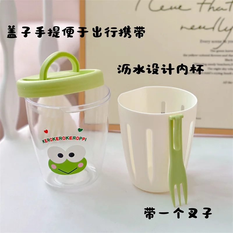 سانريو مرحبا كيتي كوب للسلطة لطيف الكرتون الإفطار كوب طبقة مزدوجة استنزاف مكتب عامل المحمولة الوجبات الجاهزة استدارة كوب فواكه #3