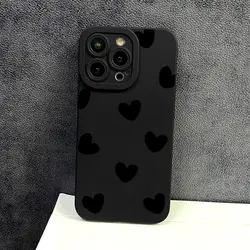 Fashion Black Heart For Apple IPhone 15 16 Phone Case iPhone 13 Pro max Shell 14 12 11 XS MAX 7 8 Plus Silicone Protective Cover