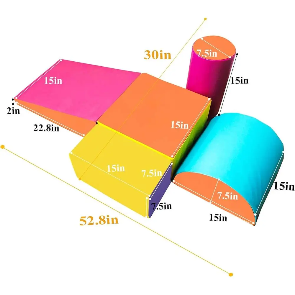 5-Piece Soft Foam Block Set for Kids' Climbing, Crawling, and Sliding - Lightweight Indoor Play Center