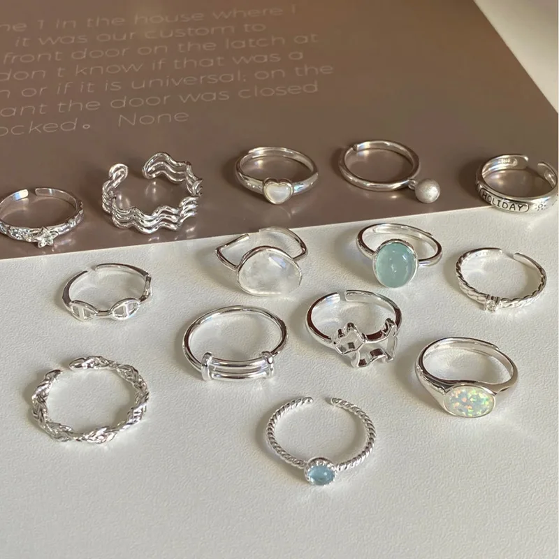 New 925 Sterling Silver Simple Style Personality Ring Charm Ladies Ring Birthday Party Gift for Friends Exquisite Jewelry