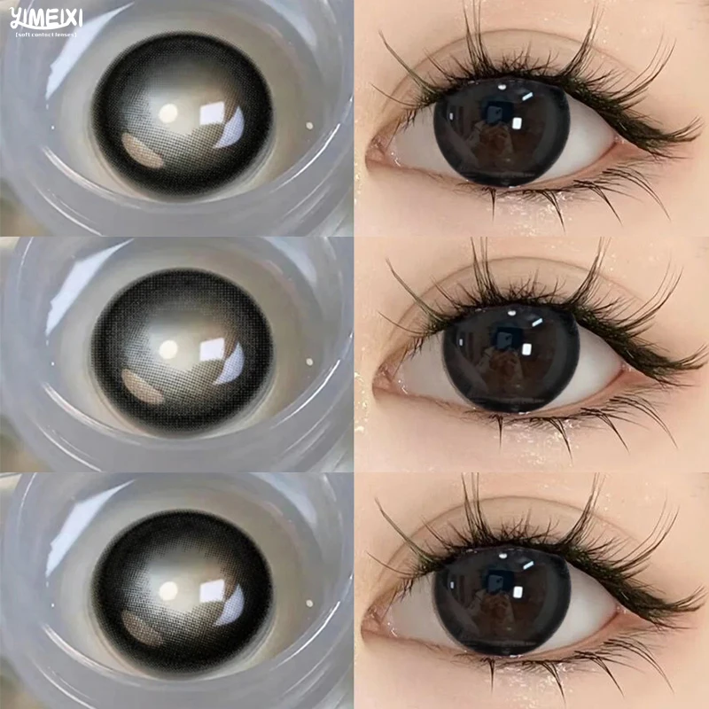 YIMEIghts-Lentilles de contact noires de grand diamètre, lentilles de maquillage pour les yeux, beauté des pupilles, annuelles, naturelles, myopie