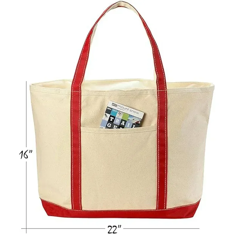 Sac de plage fourre-tout en toile à linge pratique, grands sacs avec sangles initiées, assez pour se baigner, transporter du matériel et des serviettes de support, CHN6