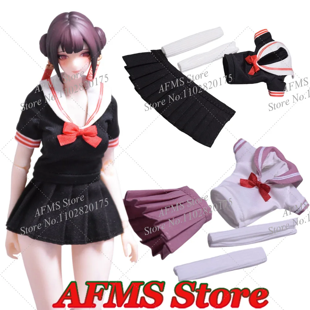 1/12 Women Soldier Lin Fengjiao Bow Top Pleated Skirt Sailor Uniform Set 6Inch Women Soldier Action Figure Body