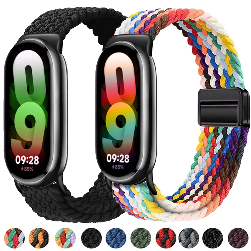 Nylon Braided Loop Strap for Xiaomi Band 9 8 Adjustable Magnetic Breathable Comfort Strap Mi Band 9 for Mi Band 8 9 Accessories