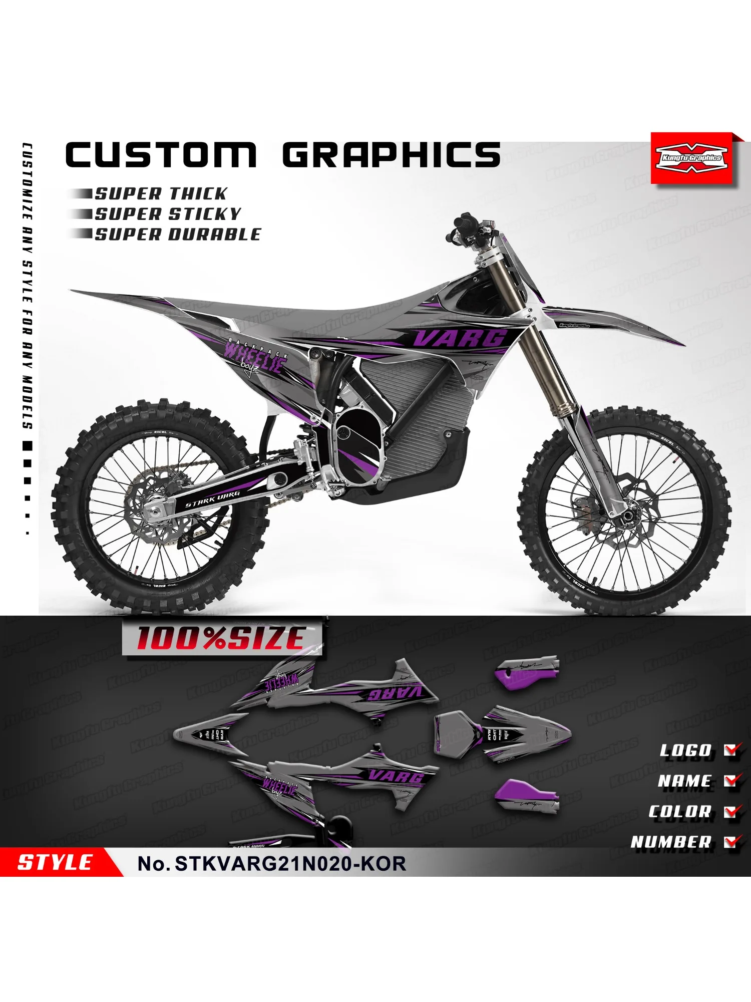 AliExpress Kungfu Graphics KUNGFU GRAPHICS MX Stickers Enduro Vinyl Wrap for Stark Future Varg Dirt eBike, Rebuilding, STKVARG21N020-KOR