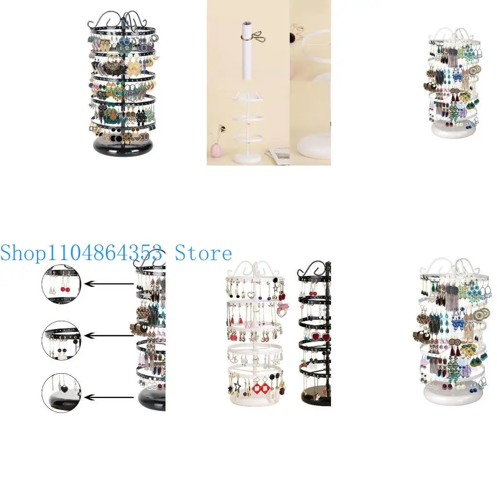 

652F Rotating Earring Holder Jewelry 5 Tiers Jewelry Rack Display Stand 220 Holes Exquisite Jewelry Display Stand