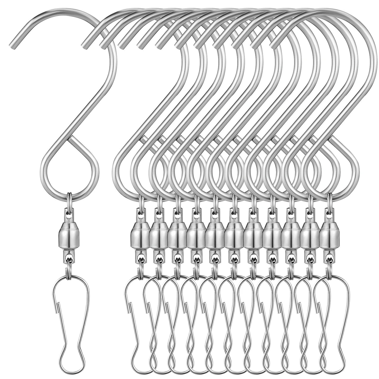 

12 pcs Swivel Hooks Wind Chime Hangers Stainless Steel Heavy Duty Rotating Hooks For Bird Feeders Hanging Decor