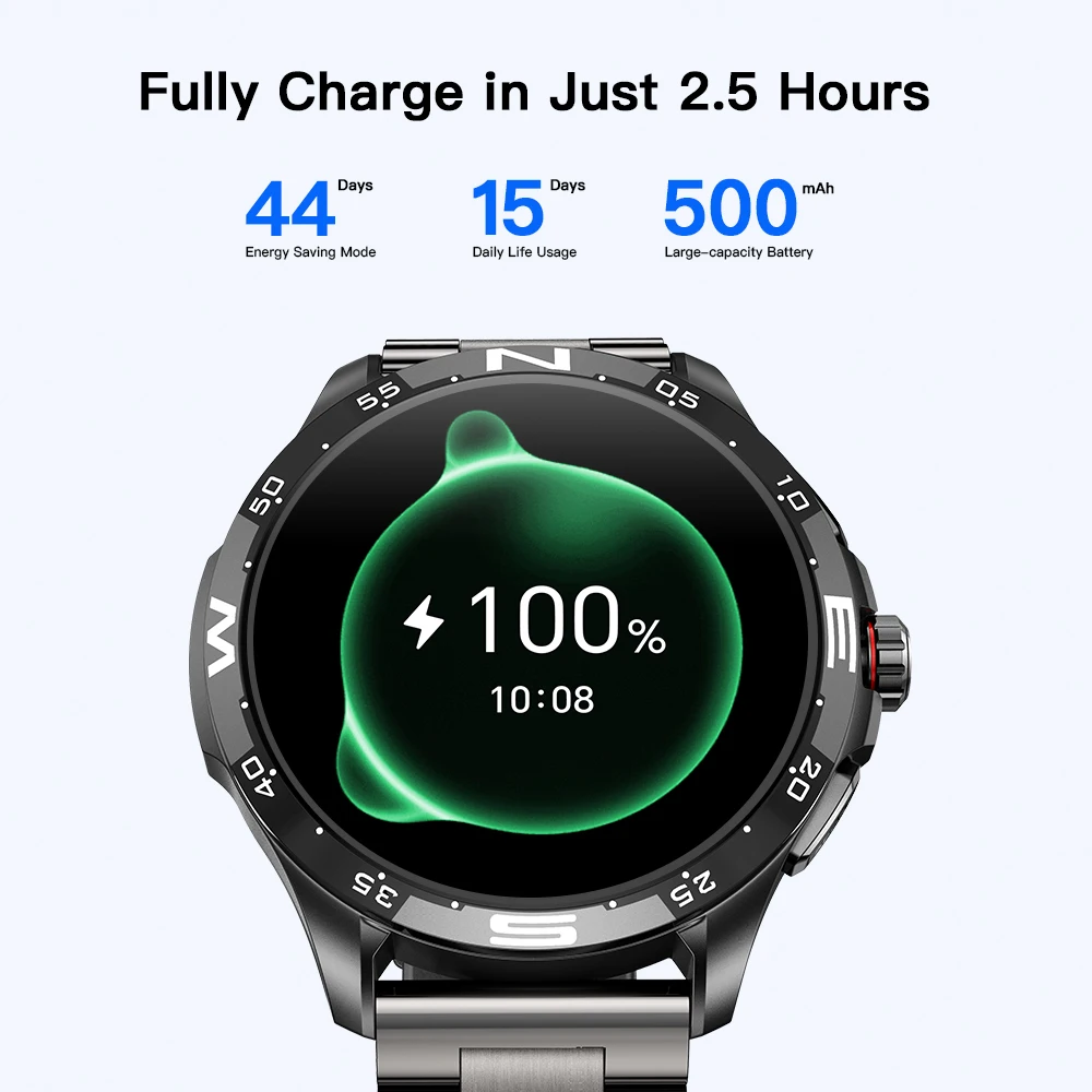 ساعة Kieslect Actor Ultra الذكية 5ATM 1.6 بوصة LTPO AMOLED تعرض جهاز تتبع معدل ضربات القلب للياقة البدنية لنظام Android iOS