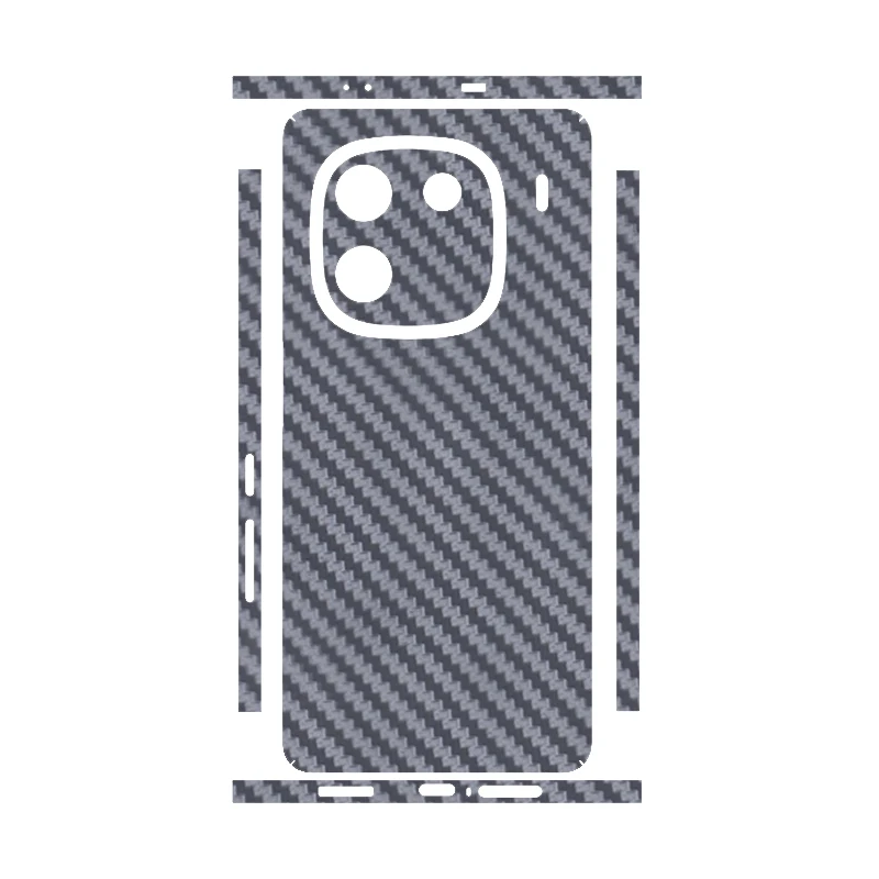 3D Carbon Fiber Skin Grain Full Body Phone Protector Sticker For Vivo iQOO 12 Pro / 12 5G Back + Sides Decal Wrap Film