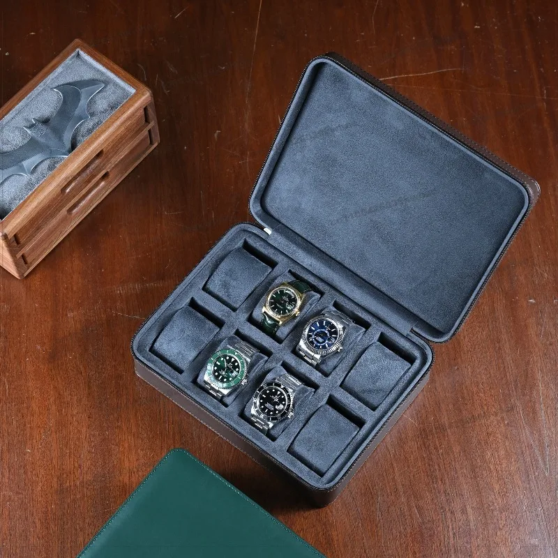 For Eight-gauge Microfiber Leather Watch Storage Box Portable Travel