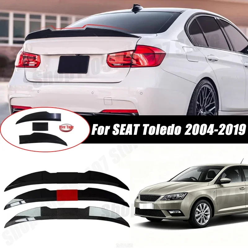 3pcs Sedan Rear Trunk Spoiler For SEAT Toledo 2004-2019 Adjustable DIY Modified Trunk Spoiler Automotive Accessories