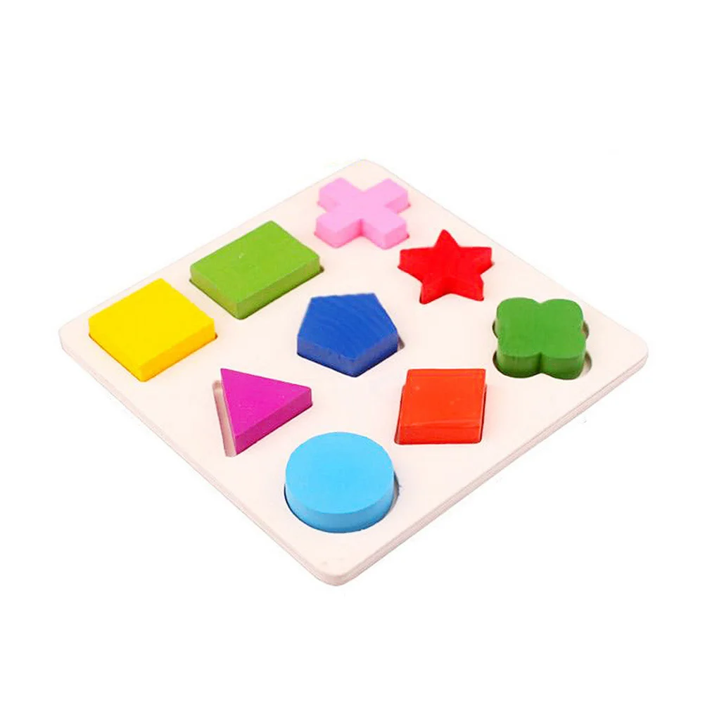 2 Stücke Pädagogisches Puzzle Geometrische Form Platte Erkenntnis Bord Bunte Holz Frühes Lernen Werkzeug für Kinder