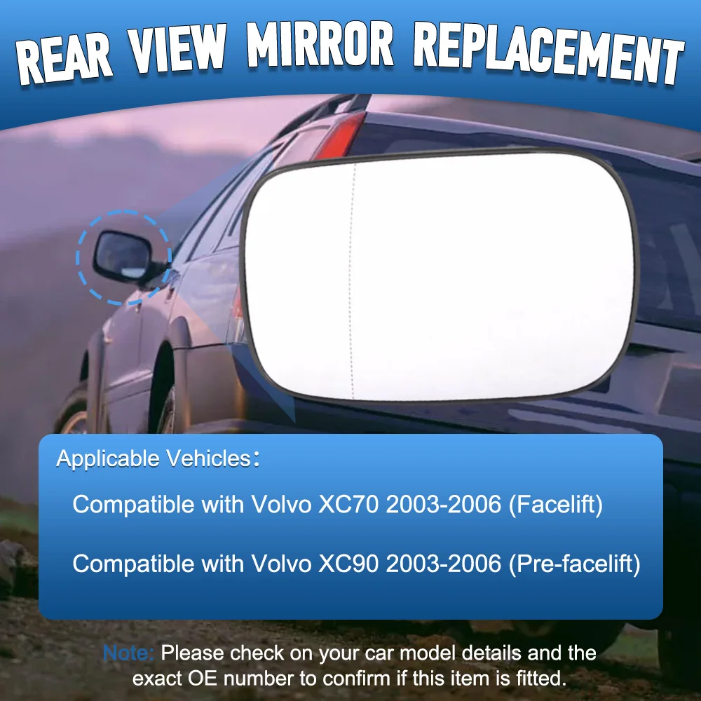

GA-VO1103 8650148 Автомобильное левое/правое стекло с подогревом зеркала заднего вида для Volvo XC70 XC90 2003 2004 2005 2006 2792-9090E-RC