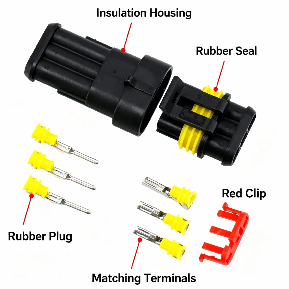 5 Sets Waterproof Automotive Connector 1‑6 Pin Male Female Car Electrical Plug With Terminals For Motorcycle Truck