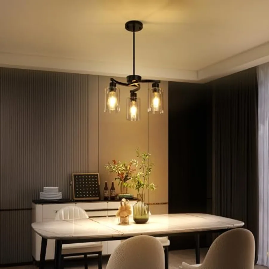 Modern Farmhouse Pendant Lights Kitchen Island Adjustable Height Contemporary Chandeliers for Dining Room Light Fixture Hanging
