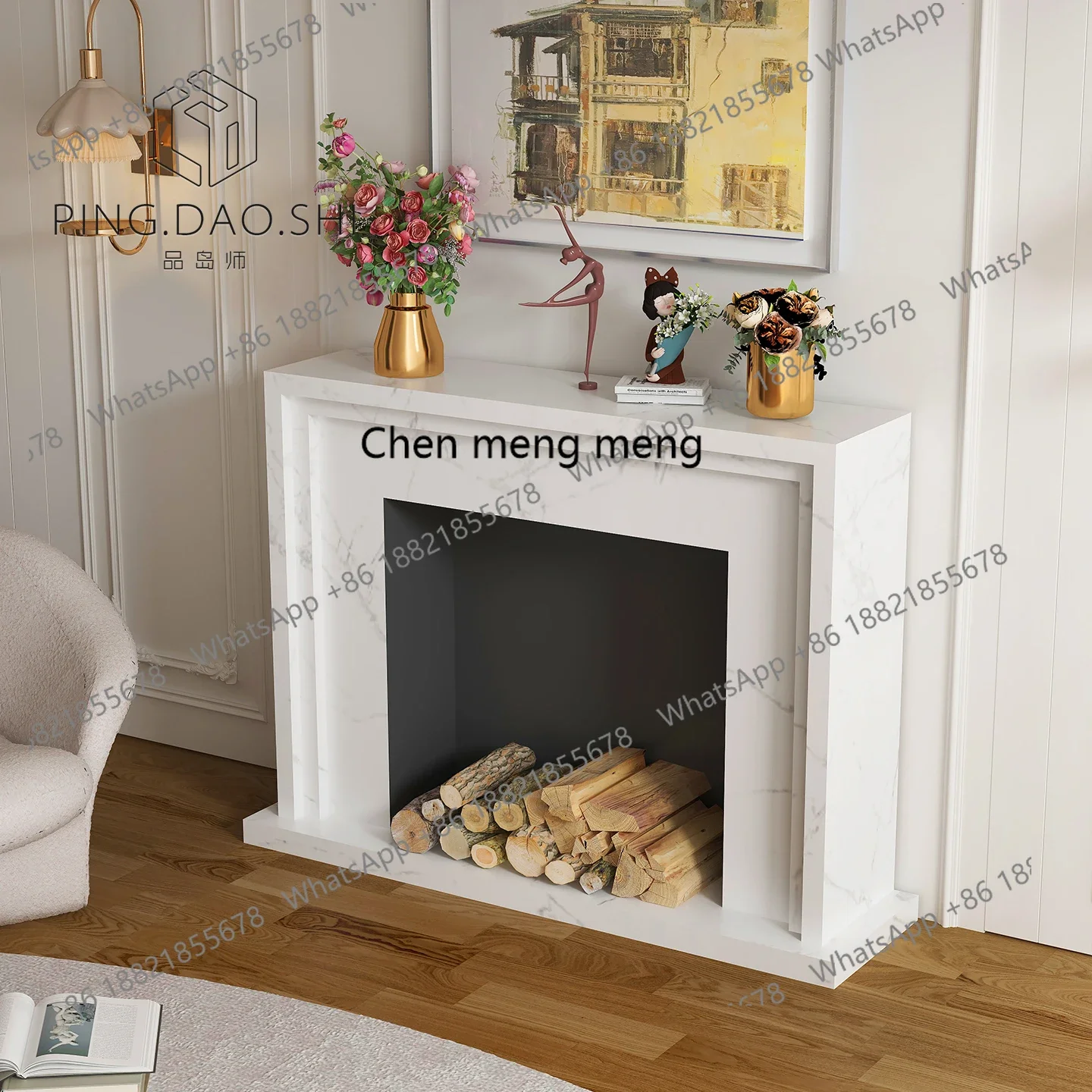 New arrive French slate mantel decorative cabinet home homestay electronic simulation flame mantel villa porch frame