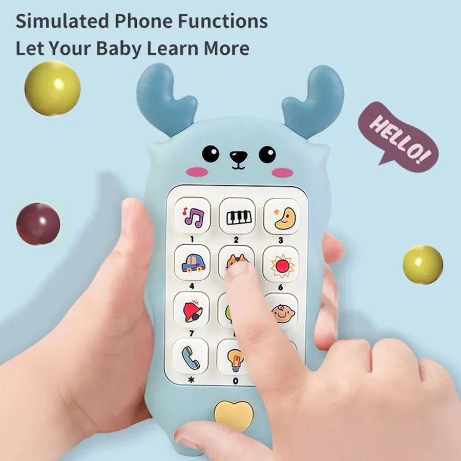 Baby Phone Toy Music Sound Telephone Sleeping Toys With Teether Simulation Phone Kids Infant Early Educational Toy Kids Gifts