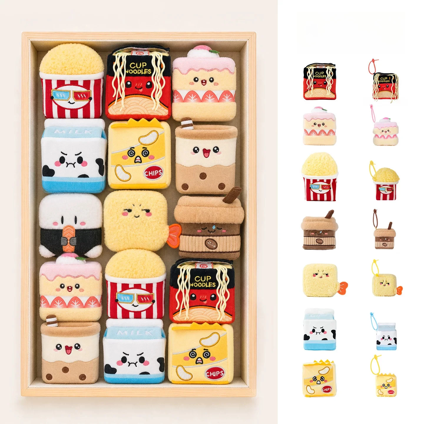 Original Cube Food Plush Toy Kawaii Creative Sushi Popcorn Pineapple Hamburger Plush Decompression Doll Pendant Children's Gift
