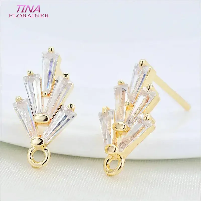 14*7 MM 14K Gold Color Brass with Zircon Stud Earrings High Quality Diy Accessories Jewelry Recognitions