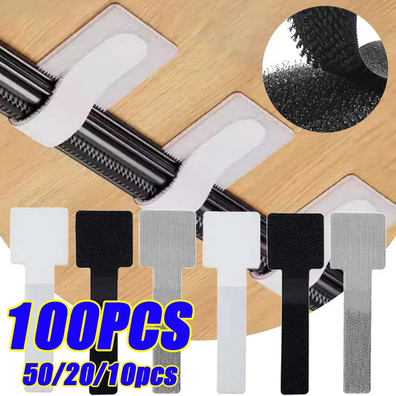

10-100Pcs Self-Adhesive Cable Organizer Clips Reusable Cable Ties Hook Loop Cord Management Straps for Home Office Storage Tools