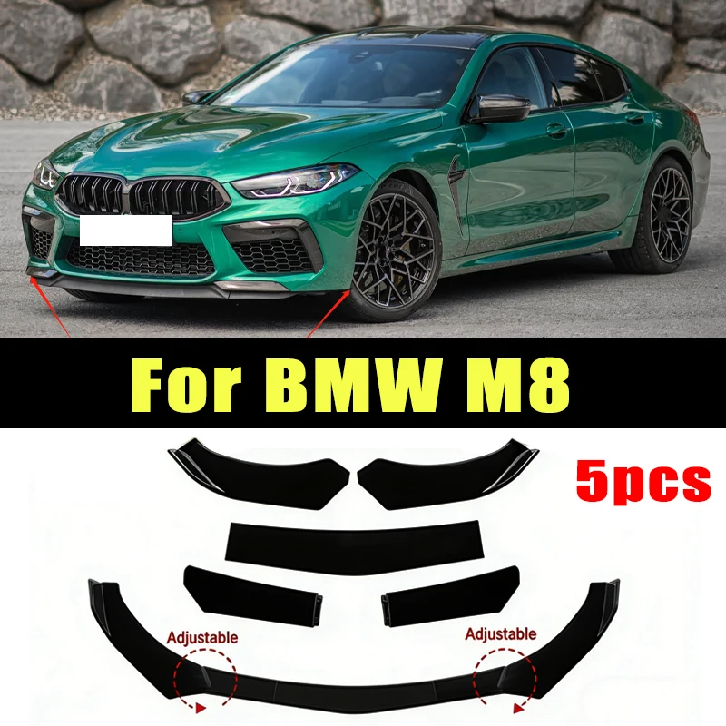 

5 шт. универсальных разделителей переднего бампера из ABS-пластика, накладки на бампер, сплиттеры для BMW M8, автомобильные аксессуары