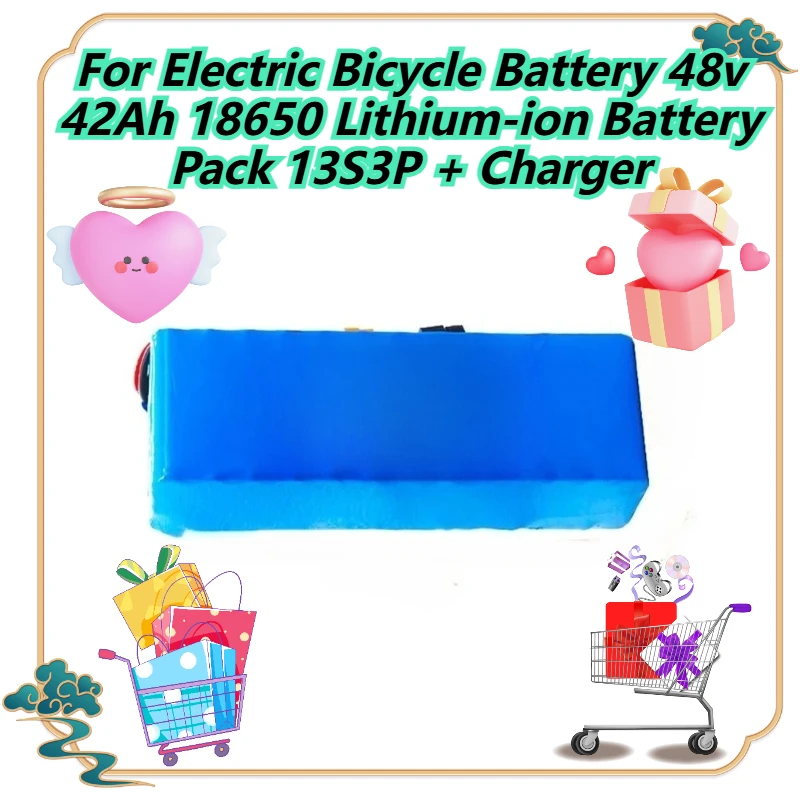 

For Electric Bicycle Battery 48v 42Ah 18650 Lithium-ion Battery Pack 13S3P + Charger