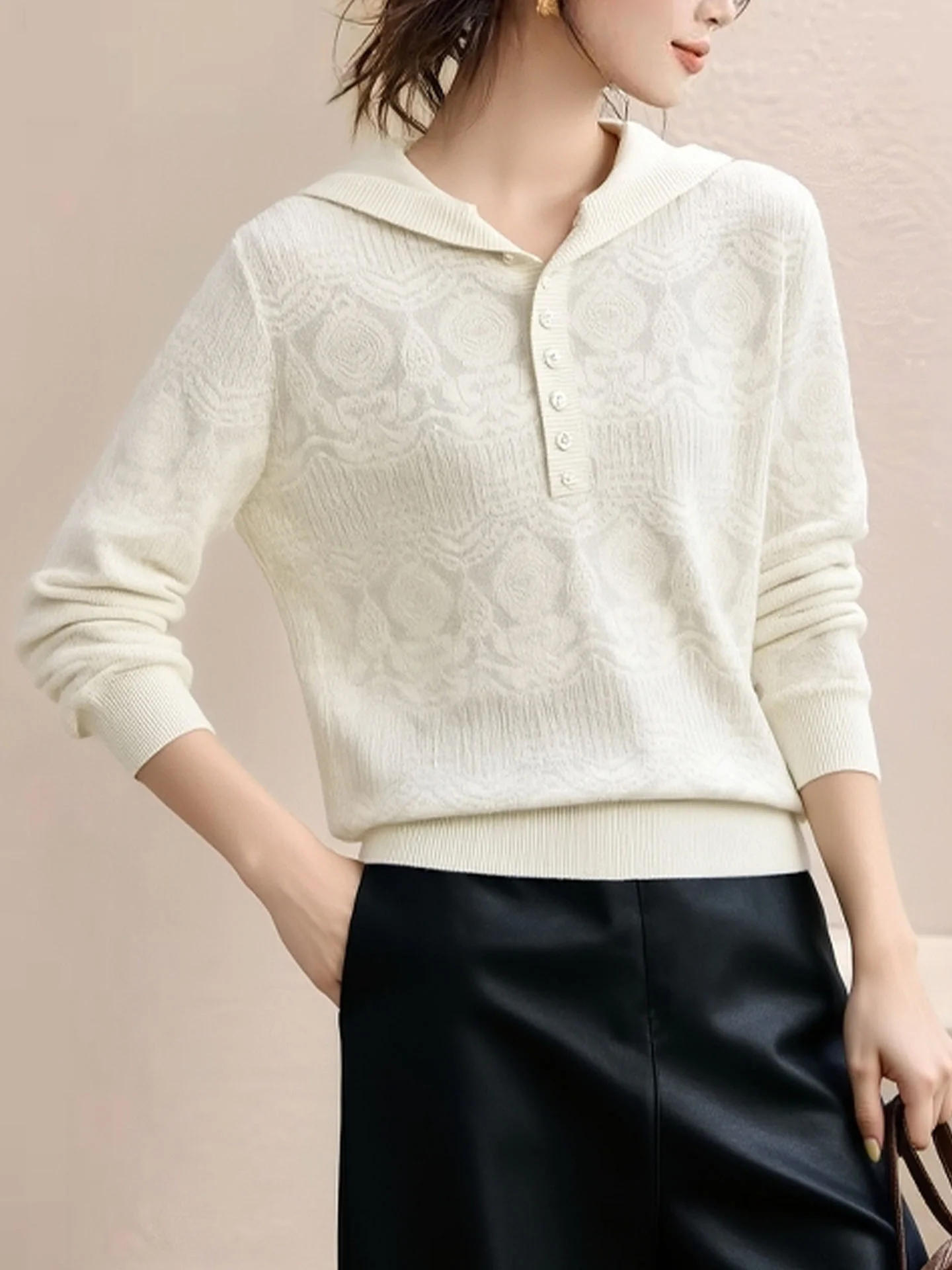 Trendy Long Sve Knitted Hat Design Hoodie Women's Base Layer irt Faionable Versatile Korean Sle Commute Woolen Top