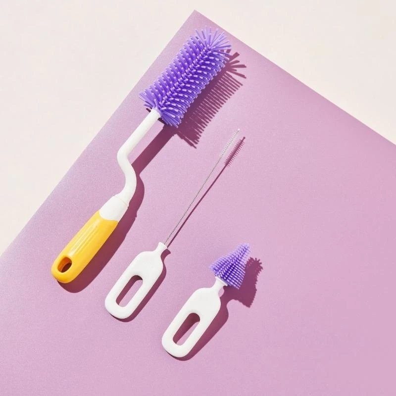 

J15U Baby Bottle Brush with Stand Silicone Bottle Brush for Cleaning with Long Handle