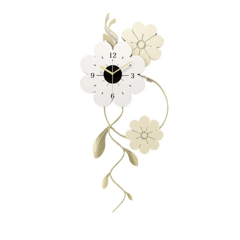 

Cream Style Flower Clock Wall Clock Living Room Silent Creative Decorative Clock Hanging Wall