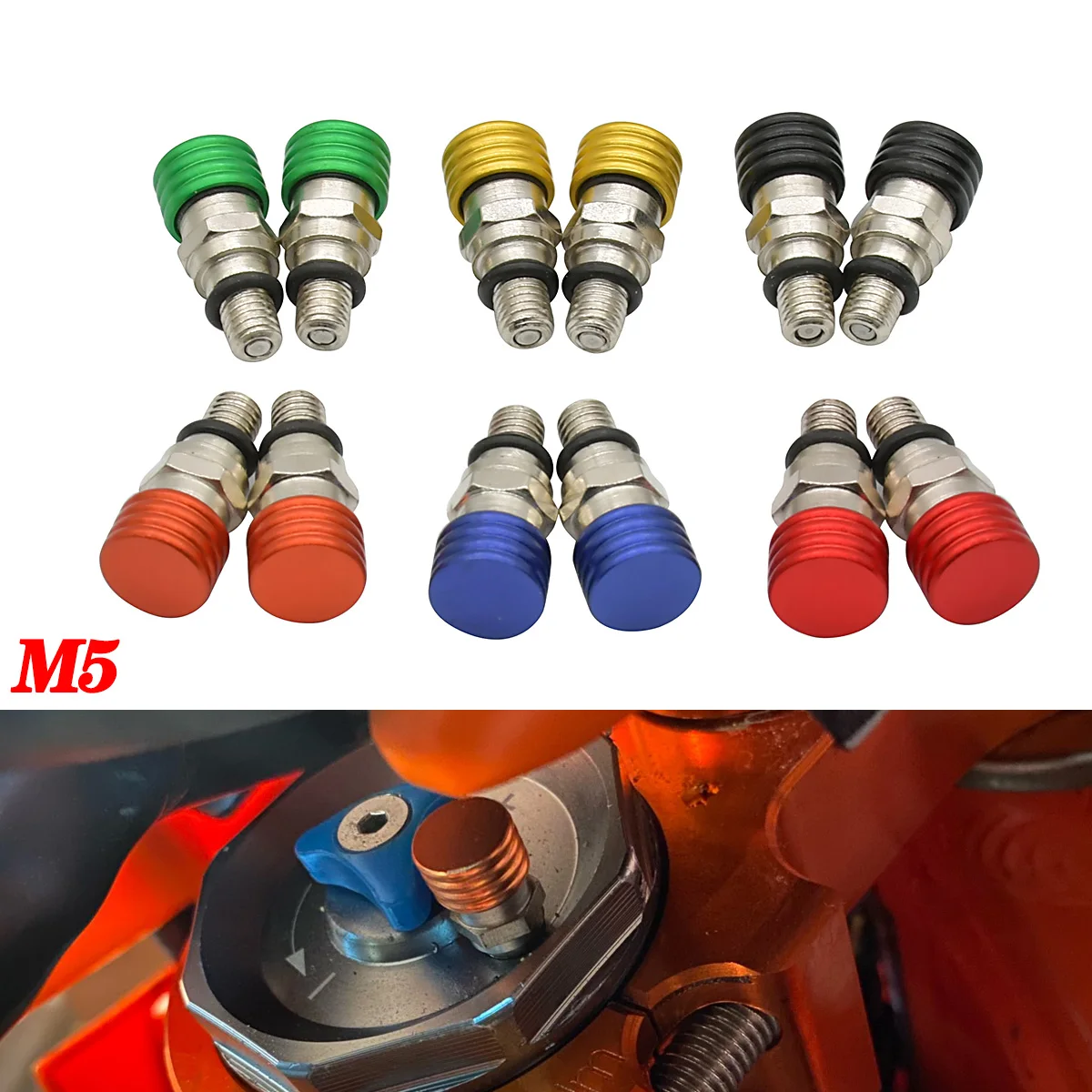 Válvula de alívio do sangrador de ar do garfo m5 0.8mm para honda cr125 cr150 cr250 cr500 crf230f crf250r crf250x crf450r crf450x crf 450r 450x