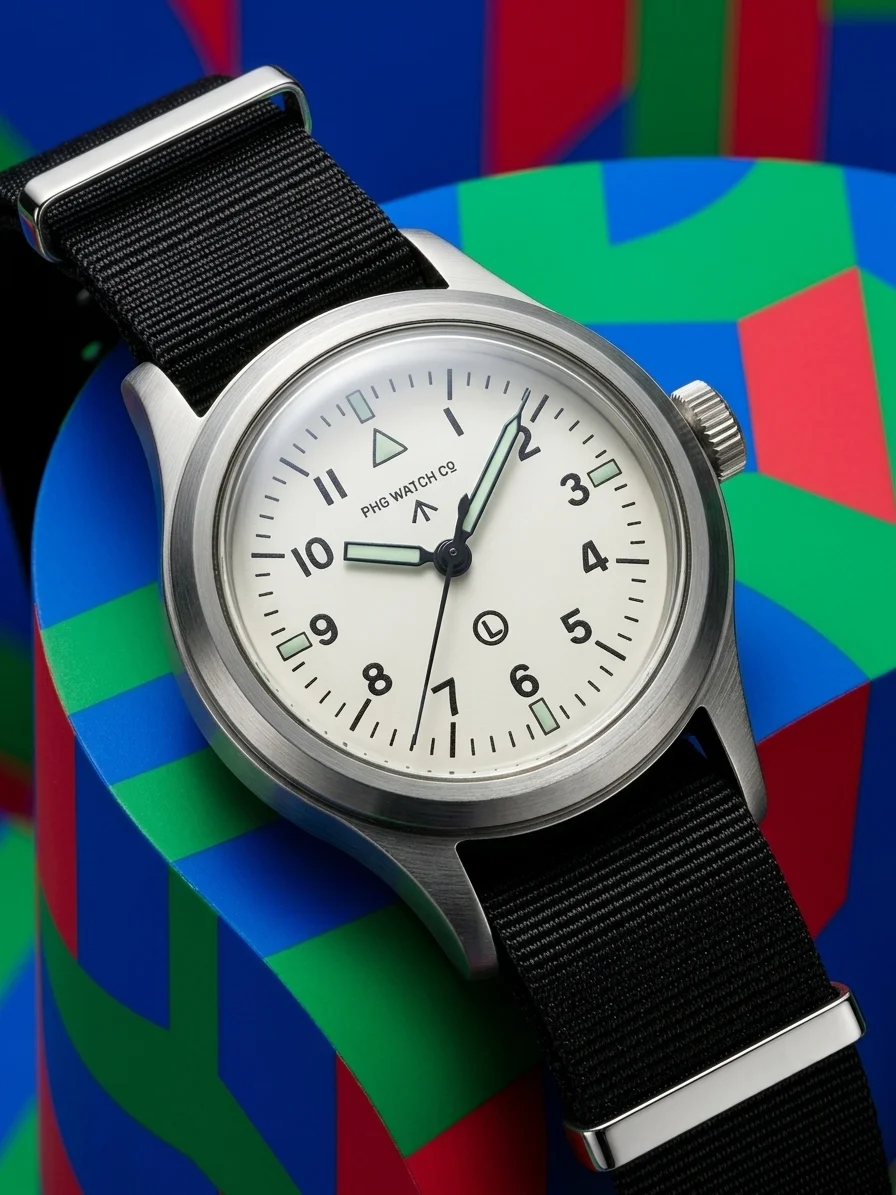 ＭK‑1949 Vintage Military Quartz Watch 36mm Cream Field Pilot Wrist Watch Luminous Dial Nylon Strap Daily Waterproof Men Retro Wa