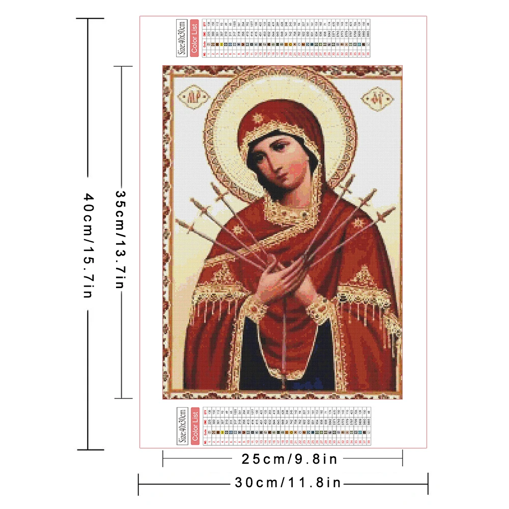 AZQSD Diamond Painting Virgin Mary Religious Icon pictures 5d Diy Embroidery Portrait Mosaic Gift Cross Stitch Kits