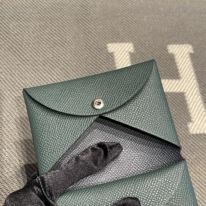 Genuine Leather Key Coin Wallet Button Closure Pine Green Night Blue Youth Men's Short Wallet Pure Color Horizontal Shape