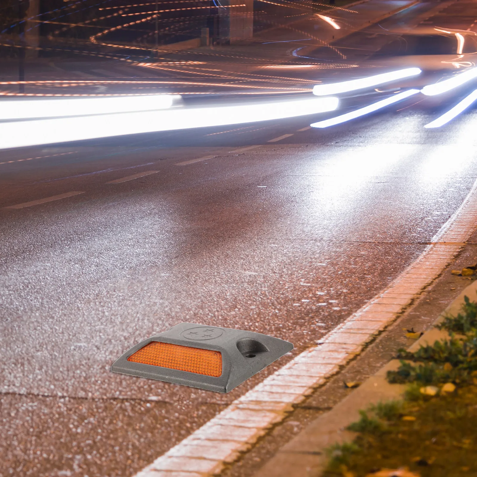 2Pcs Reflective Road Pavement Markers Aluminum Plastic Construction Raised Dual Yellow Design Enhanced Nighttime Visibility