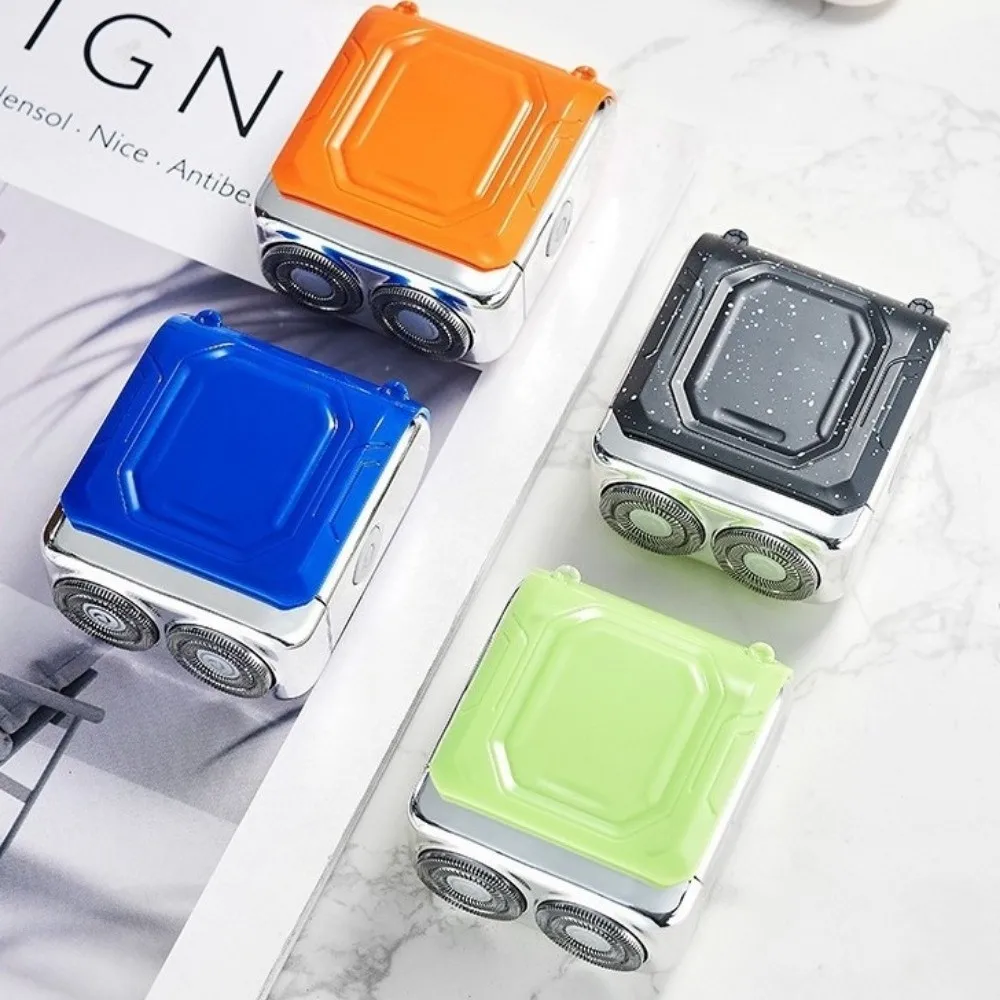 

Мини-электробритва с двумя головками, водонепроницаемая конструкция, для влажного и сухого бритья, триммер для мужской бороды, высокоскоростной двигатель, безопасный для кожи