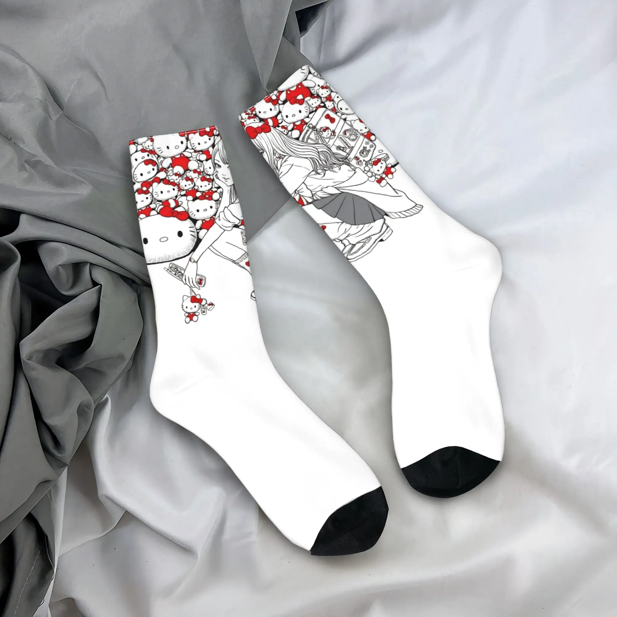 تومي فتاة الجوارب الرجال النساء البوليستر مضحك سعيد مرحبا كيتي أنيمي الجوارب الربيع الصيف الخريف الشتاء الأوسط جوارب أنبوبية الهدايا