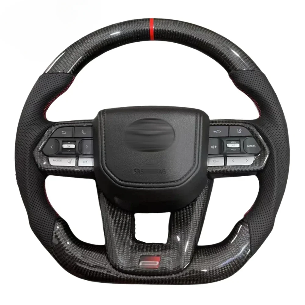 Real Carbon Fibre Sport Racing Steering Wheel with Carbon Button Cover For T a Landcruiser Steering Wheel