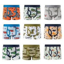 Toddler Kid Boys Underwear Soft Breathable Cartoon Dinosaur Fire Truck Pattern Comfy Boxers Briefs  Kids Fashion