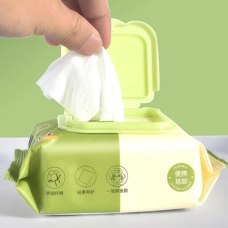 Toallitas húmedas desmaquillantes con extracto de planta de oliva con agua suficiente para limpieza e hidratación, 30 esponjas