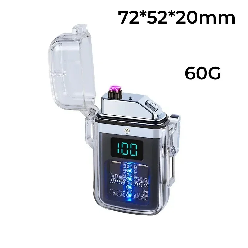 2024New Pulse Doub Arc Plasma Electric Lighter Outdoor Windproof Waterproof USB Rechargeable LED Display Power Supply Men Gadget